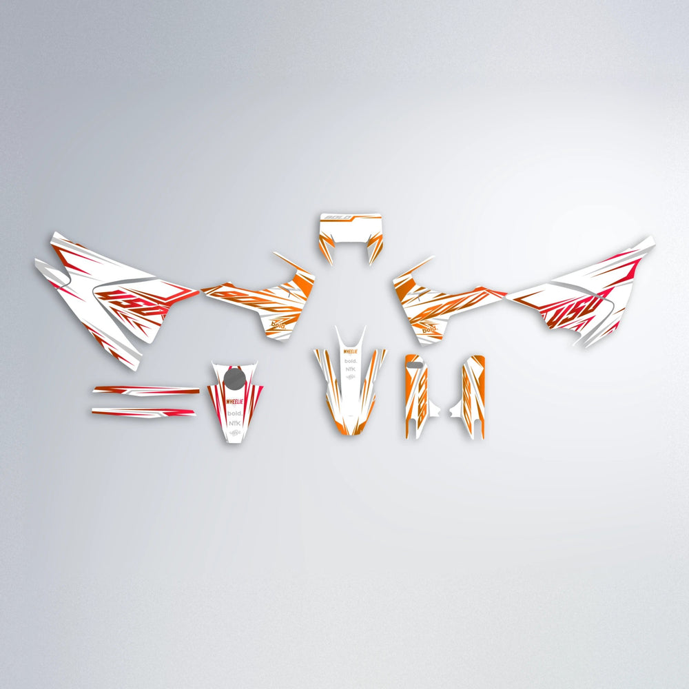 OVERDRIVE Husqvarna 701 graphics kit parts layout in Red & Orange