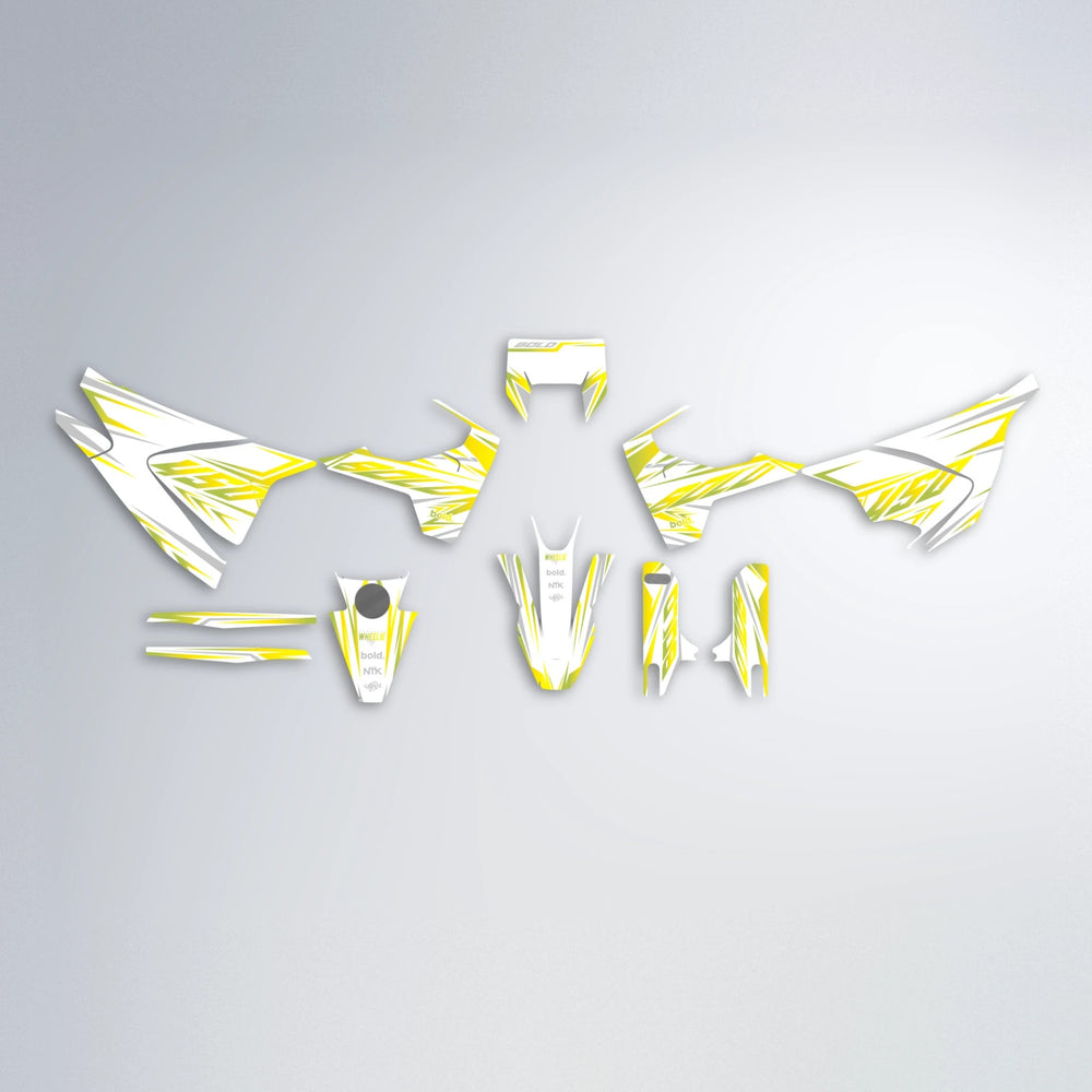OVERDRIVE Husqvarna 701 graphics kit parts layout in Yellow