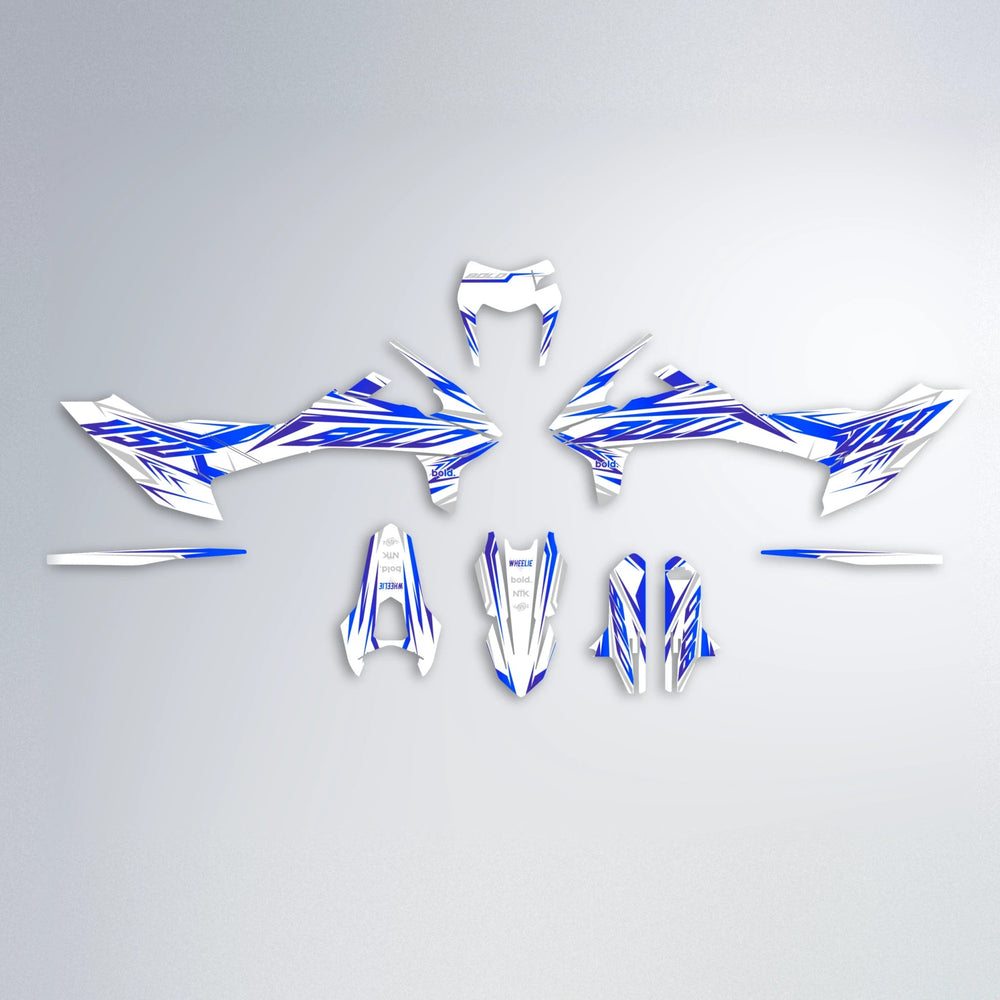 OVERDRIVE KTM SMC 690 graphics kit parts layout in Blue