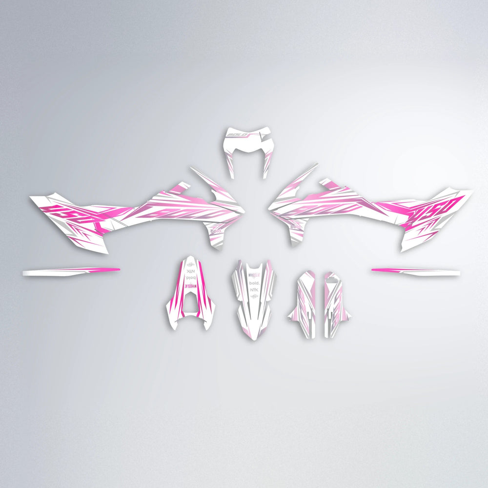 OVERDRIVE KTM SMC 690 graphics kit parts layout in Flamingo