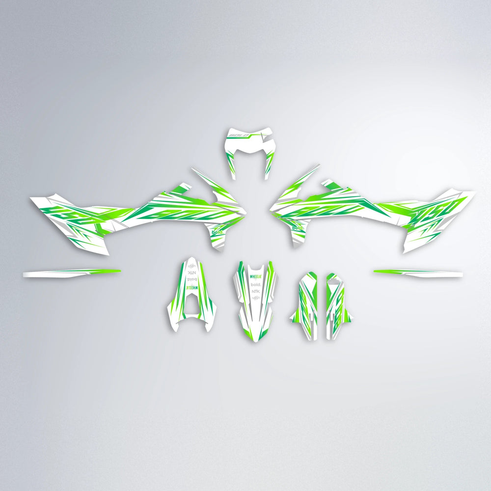 OVERDRIVE KTM SMC 690 graphics kit parts layout in Green