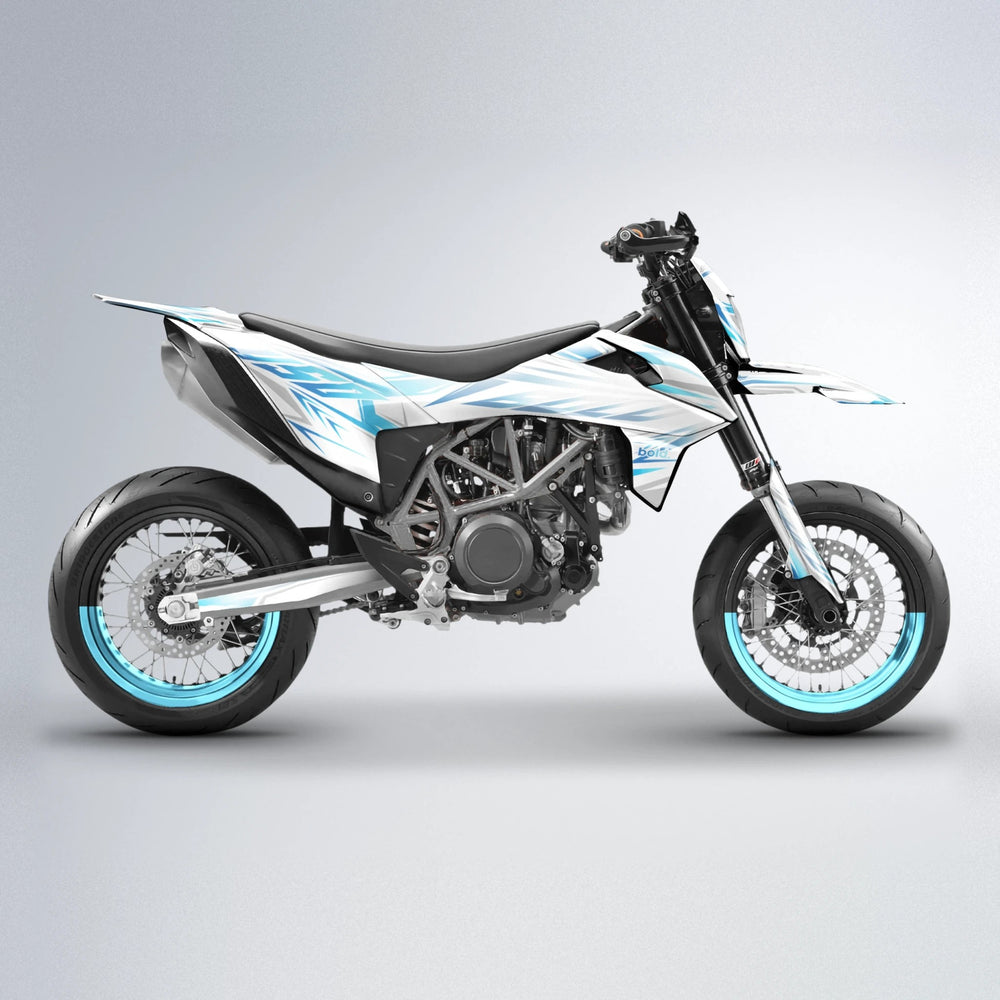 OVERDRIVE KTM SMC 690 supermoto graphics kit in Light Blue & White