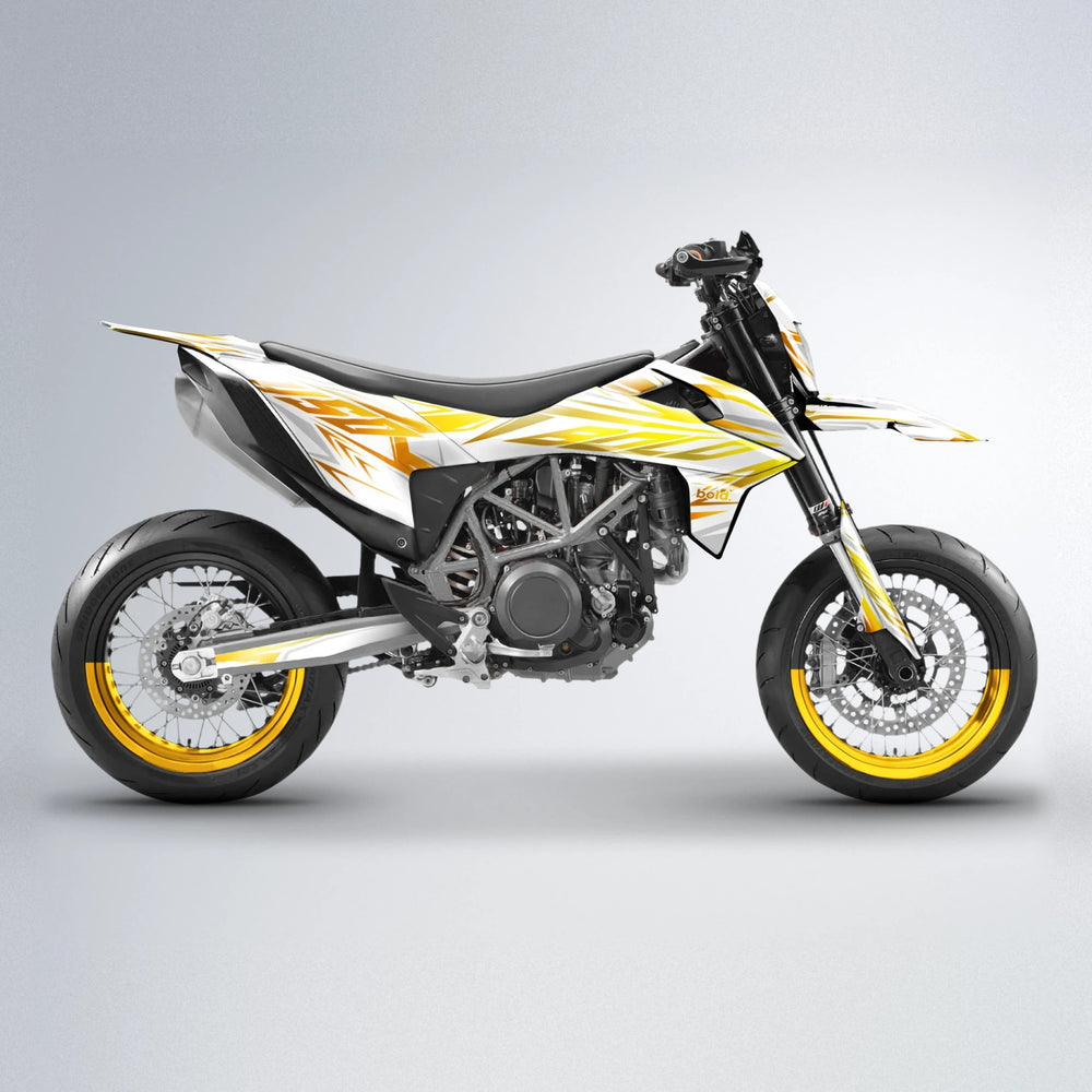 OVERDRIVE KTM SMC 690 supermoto graphics kit in Orange & Yellow