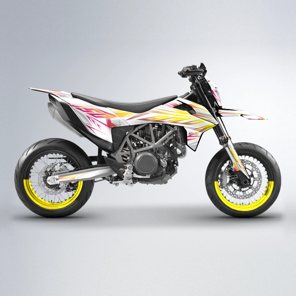 OVERDRIVE KTM SMC 690 supermoto graphics kit in Pink & Yellow