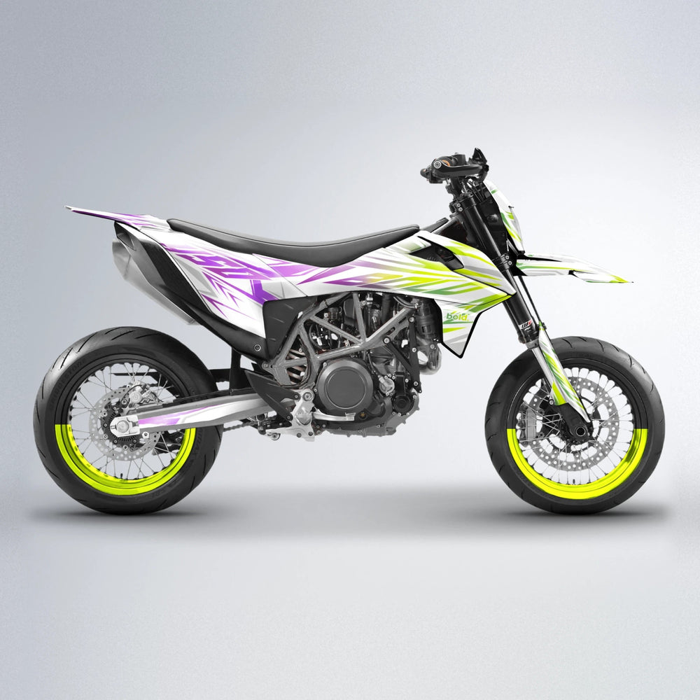 OVERDRIVE KTM SMC 690 supermoto graphics kit in Purple & Yellow