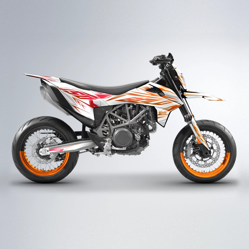 OVERDRIVE KTM SMC 690 supermoto graphics kit in Red & Orange