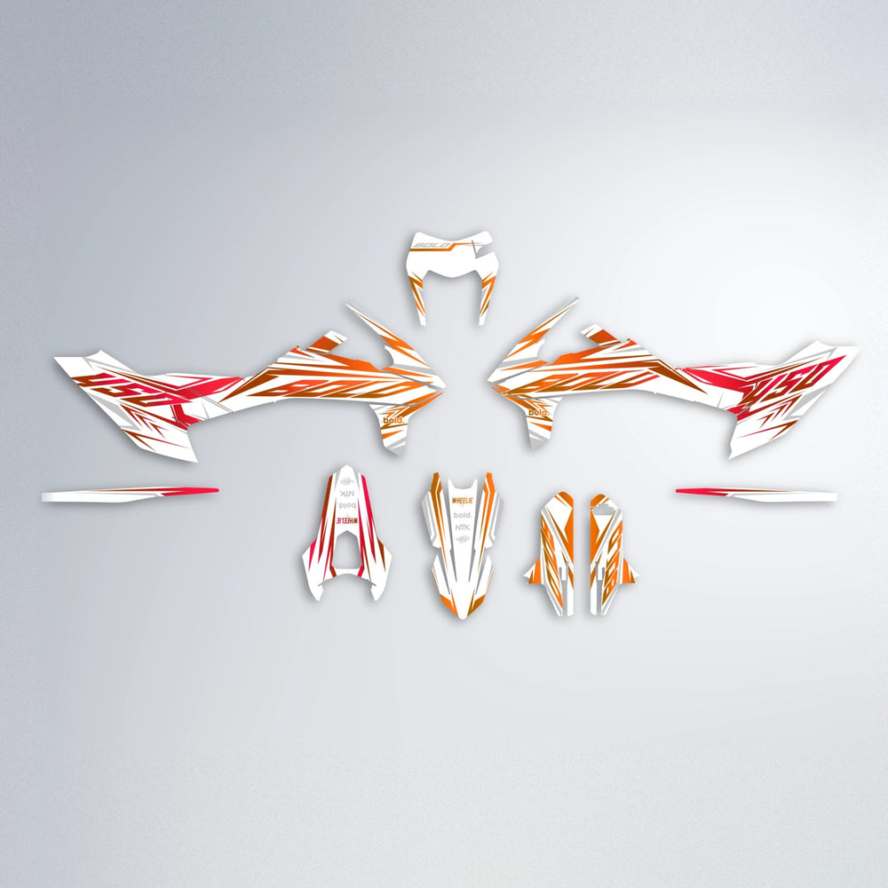 OVERDRIVE KTM SMC 690 graphics kit parts layout in Red & Orange