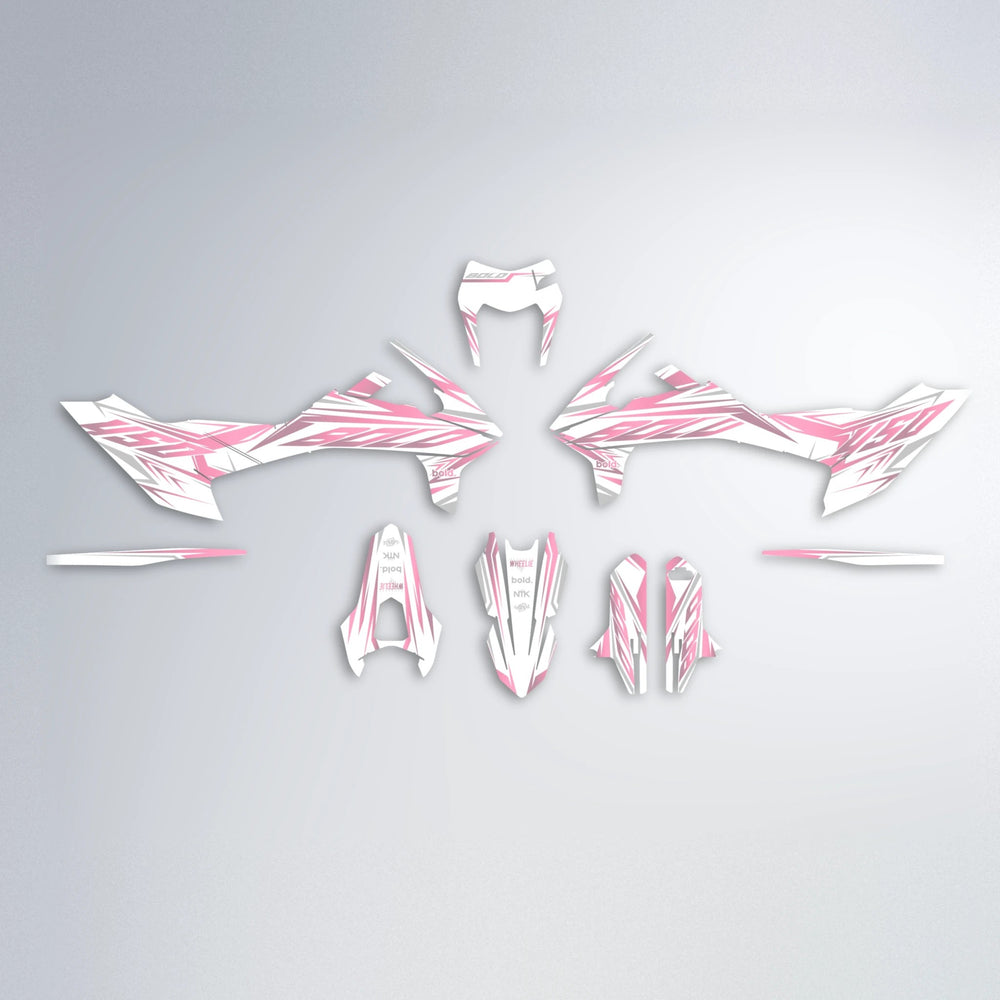 OVERDRIVE KTM SMC 690 graphics kit parts layout in Sakura Pink