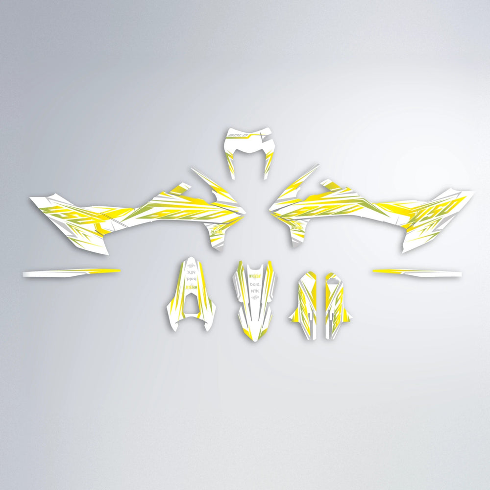 OVERDRIVE KTM SMC 690 graphics kit parts layout in Yellow
