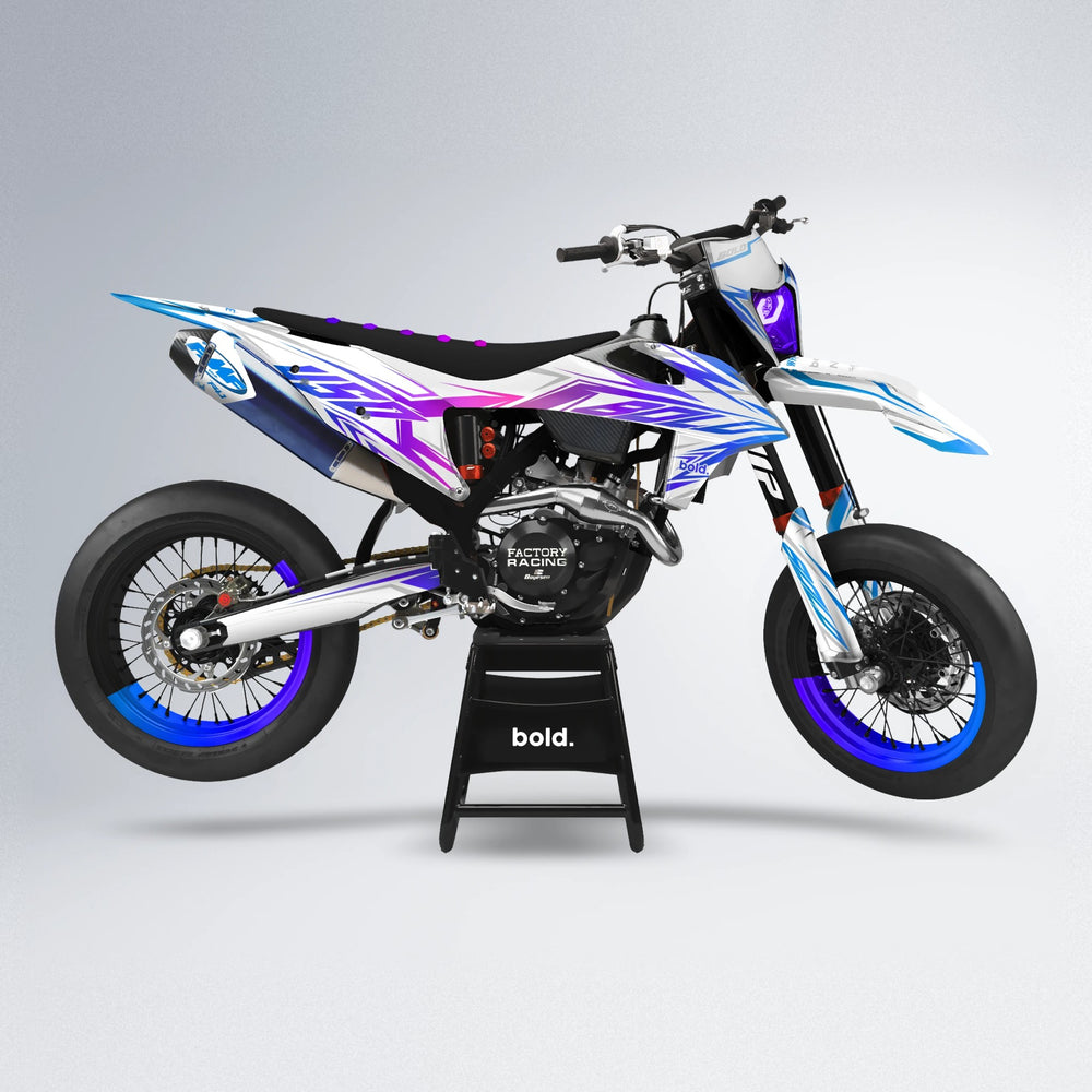 OVERDRIVE supermoto graphics kit in Blue Purple Fade