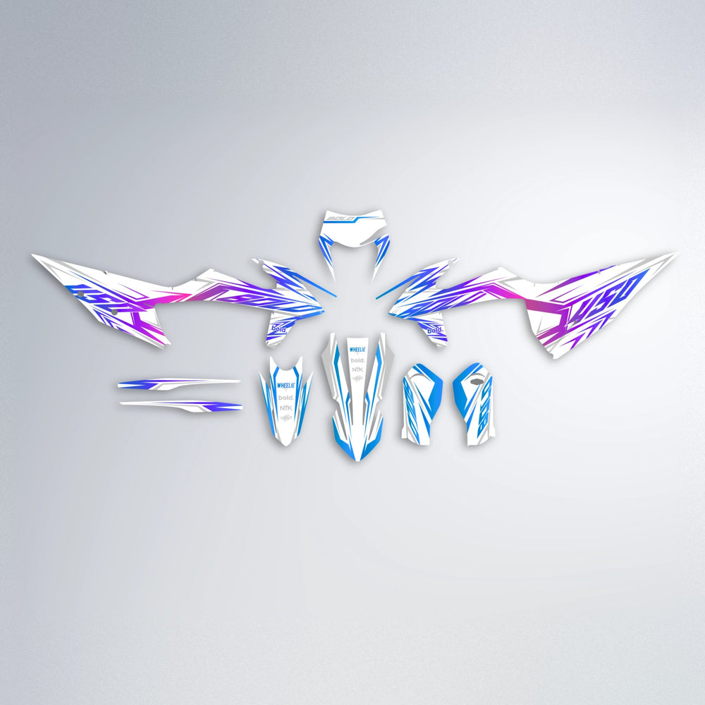 OVERDRIVE graphics kit parts layout in Blue Purple Fade