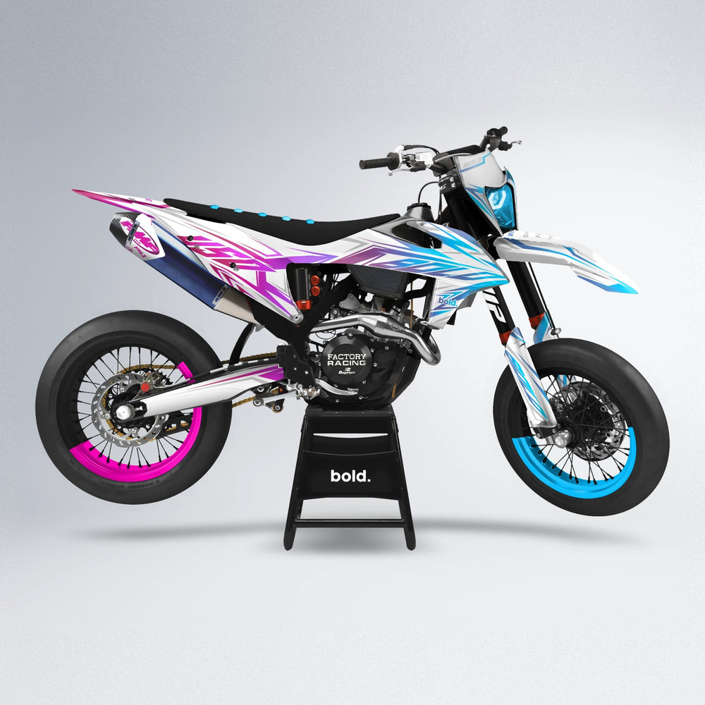 OVERDRIVE supermoto graphics kit in Pink & Light Blue