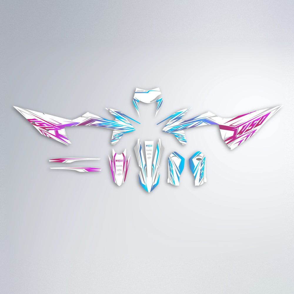 OVERDRIVE graphics kit parts layout in Pink & Light Blue
