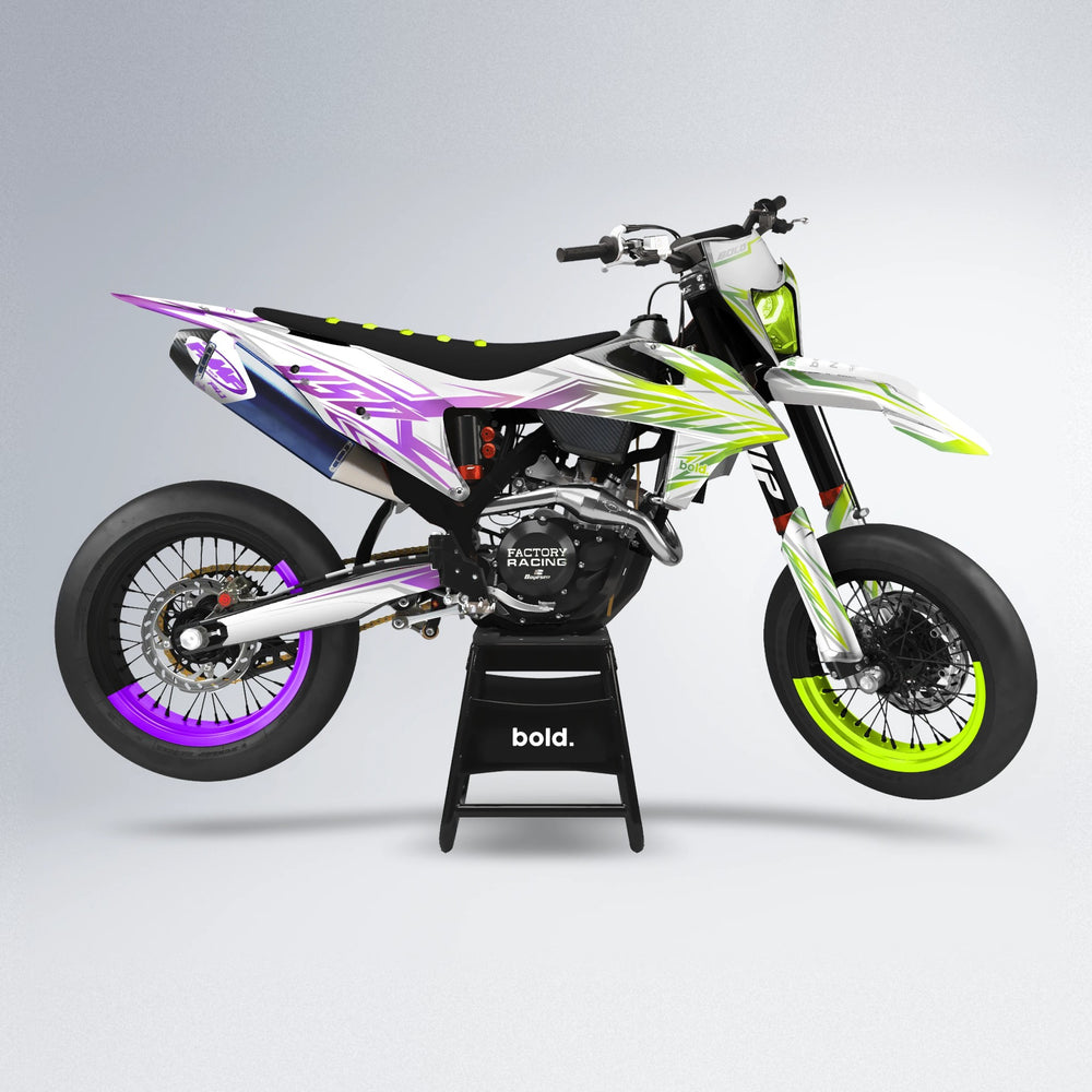 OVERDRIVE supermoto graphics kit in Purple & Yellow