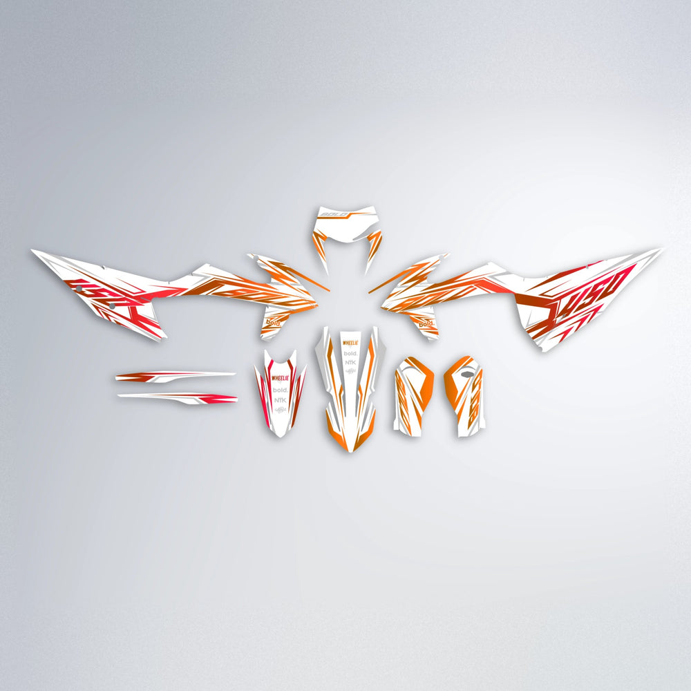 OVERDRIVE graphics kit parts layout in Red & Orange