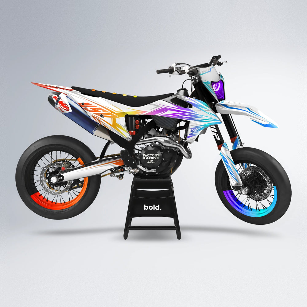 OVERDRIVE supermoto graphics kit in Sunset Fade