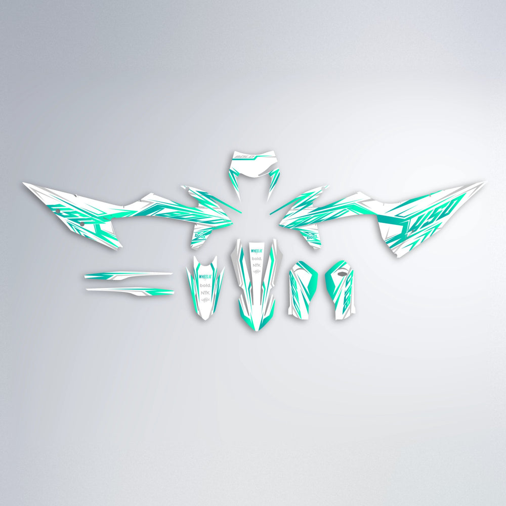 OVERDRIVE graphics kit parts layout in Turquoise