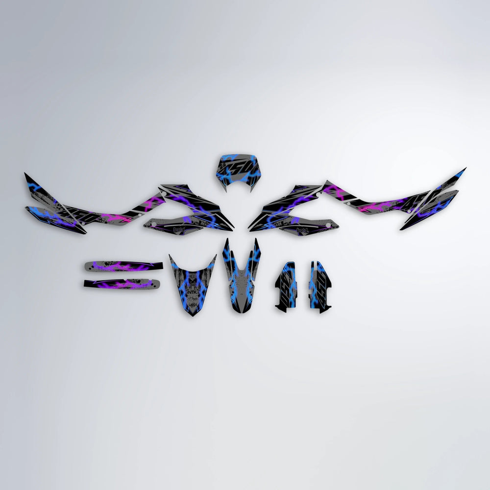 PATCHY Aprilia SX 125 graphics kit parts layout in Blue Purple Fade