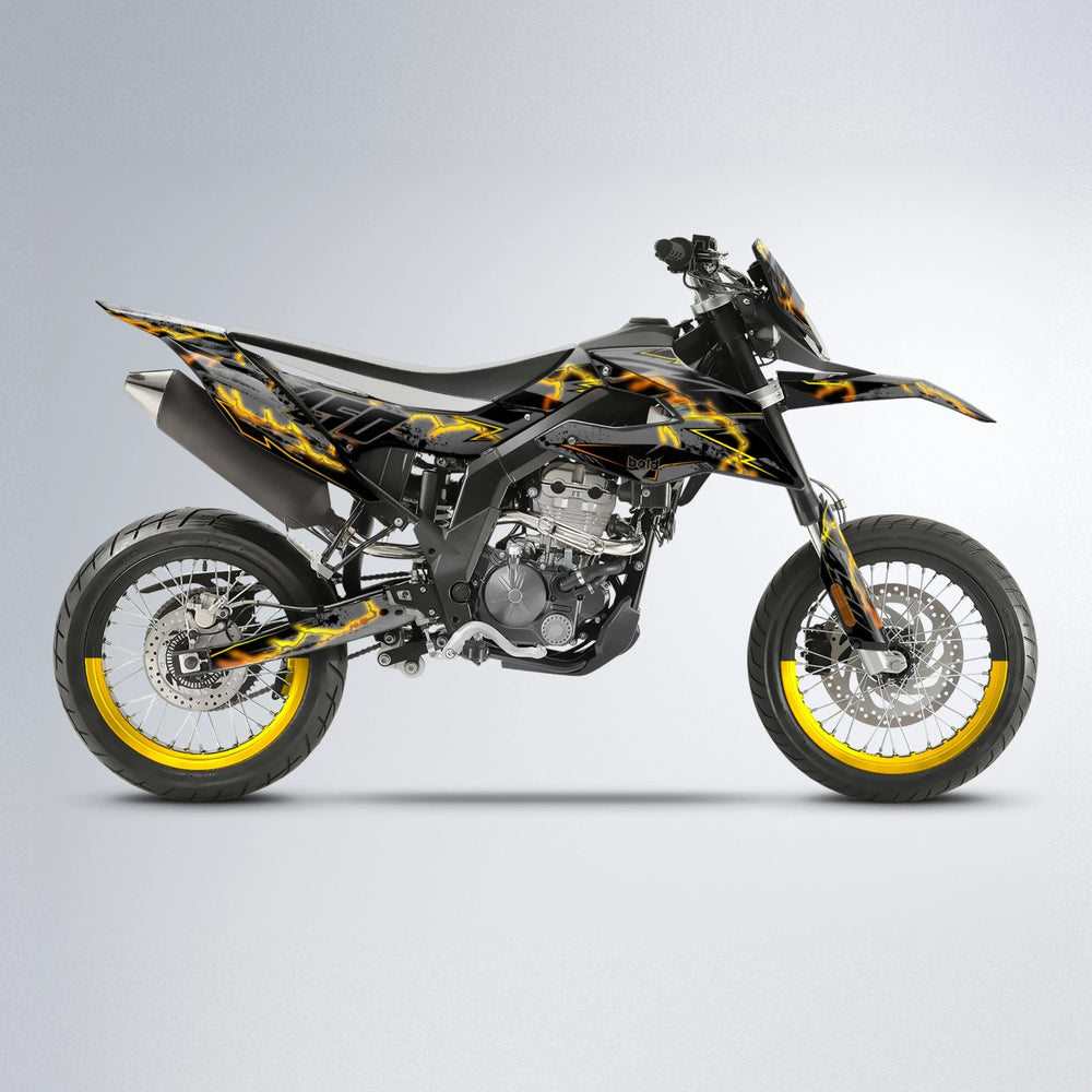 PATCHY Aprilia SX 125 supermoto graphics kit in Orange & Yellow