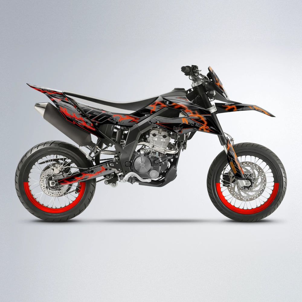 PATCHY Aprilia SX 125 supermoto graphics kit in Red & Orange