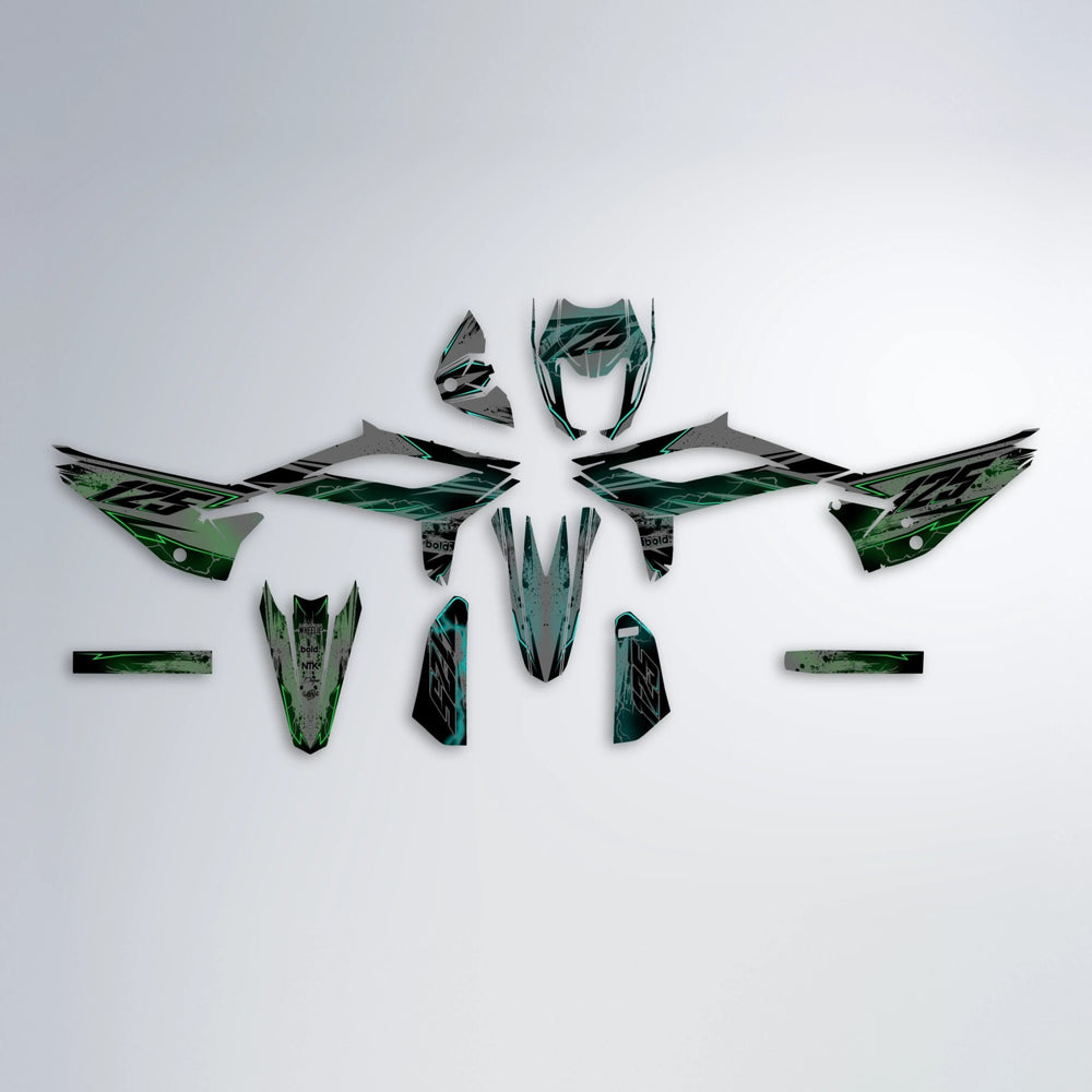 PATCHY Beta graphics kit parts layout in Cyan & Green