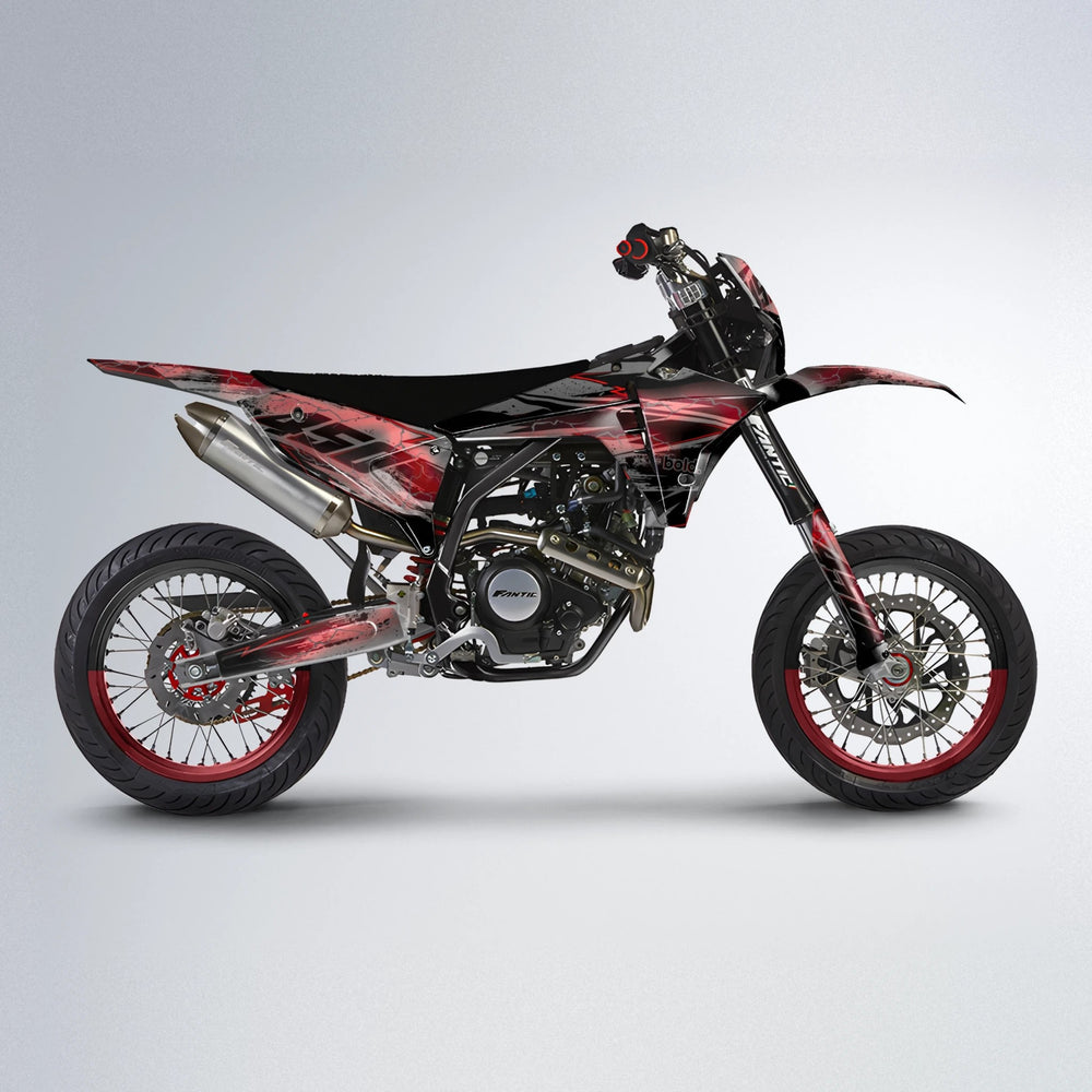 PATCHY Fantic supermoto graphics kit in Black & Red