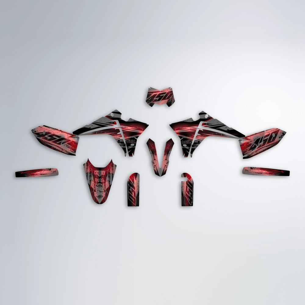 PATCHY Fantic graphics kit parts layout in Black & Red