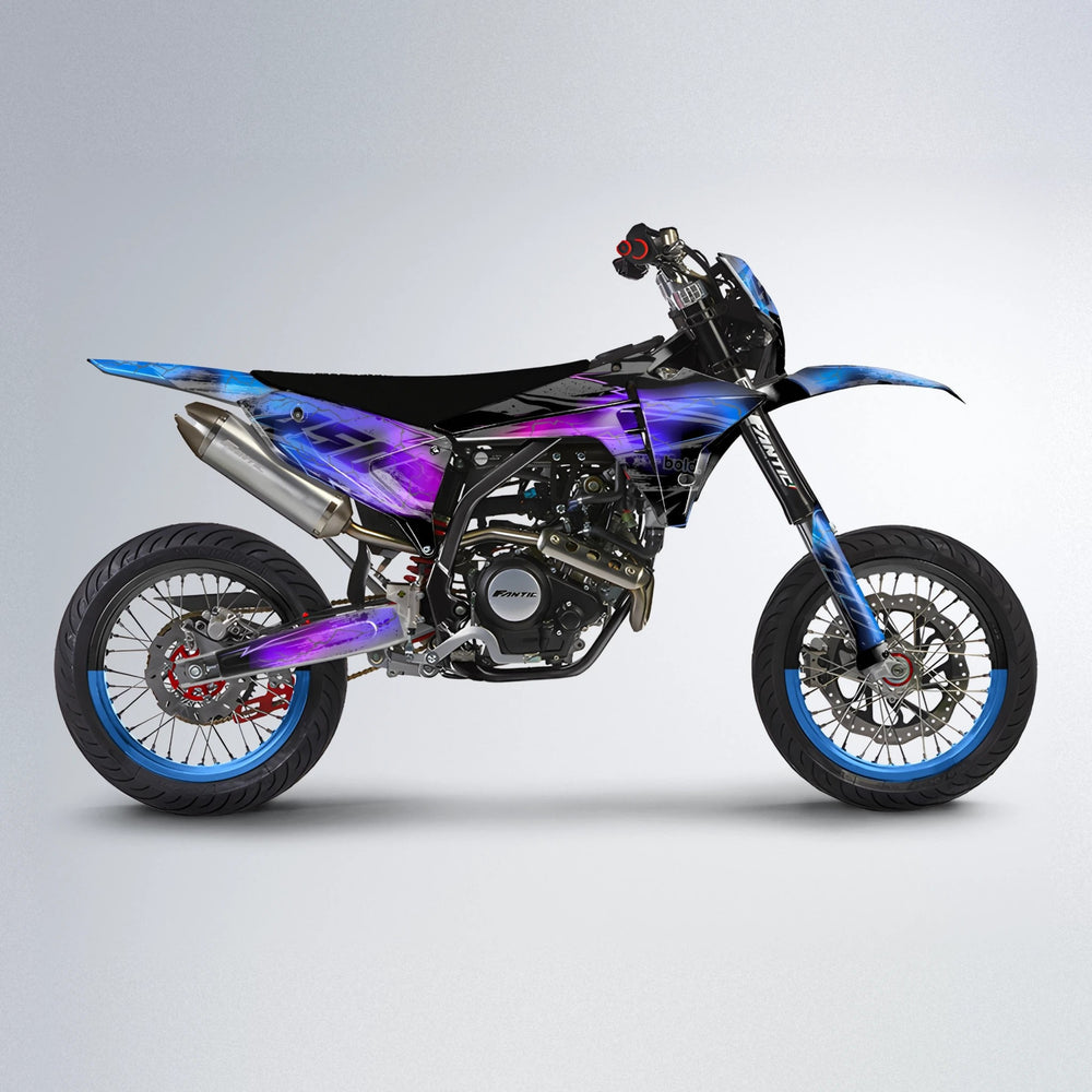PATCHY Fantic supermoto graphics kit in Blue Purple Fade