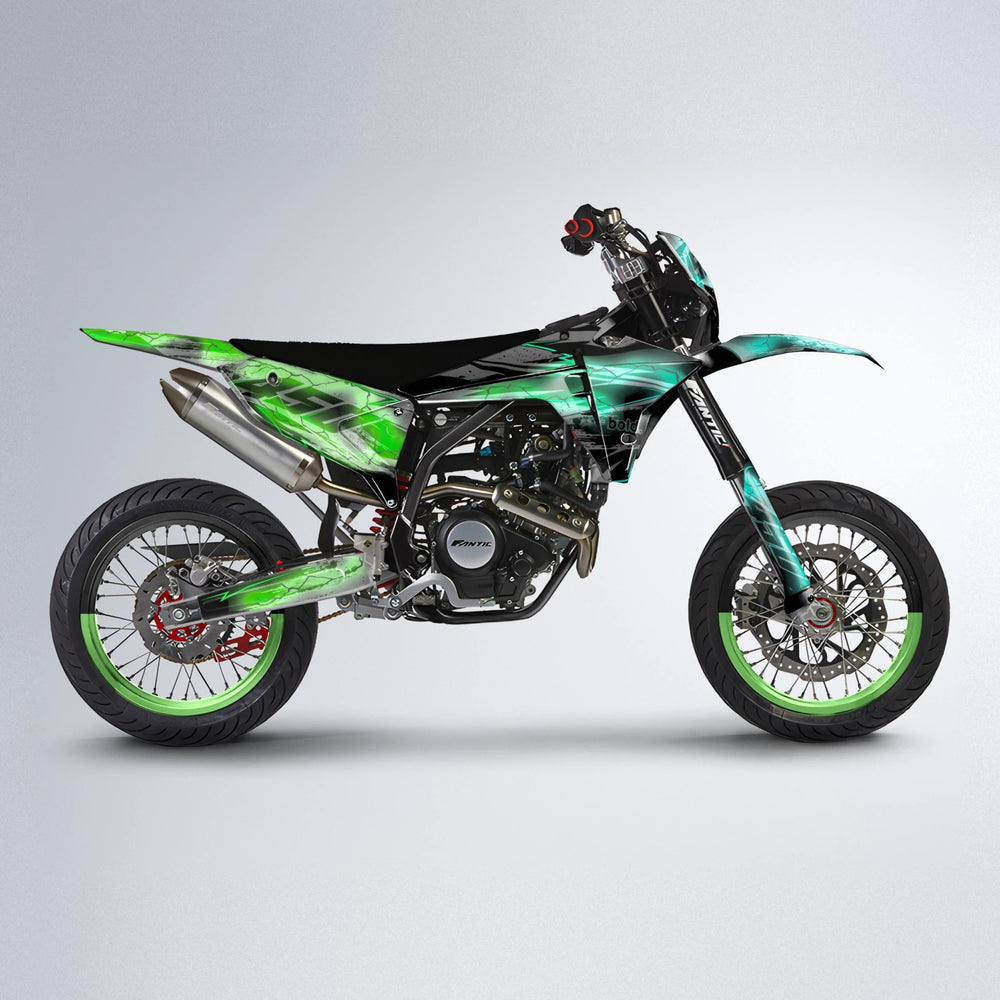 PATCHY Fantic supermoto graphics kit in Cyan & Green