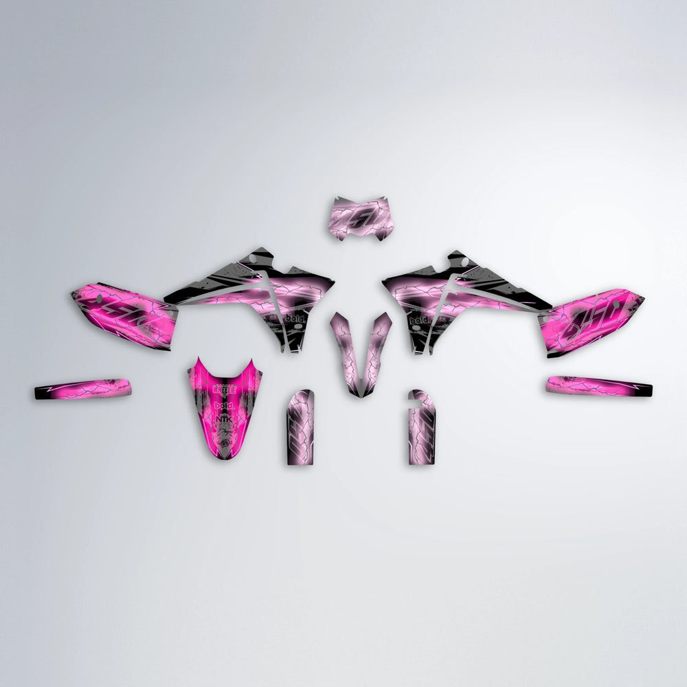 PATCHY Fantic graphics kit parts layout in Flamingo