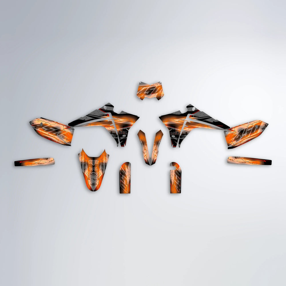 PATCHY Fantic graphics kit parts layout in Orange