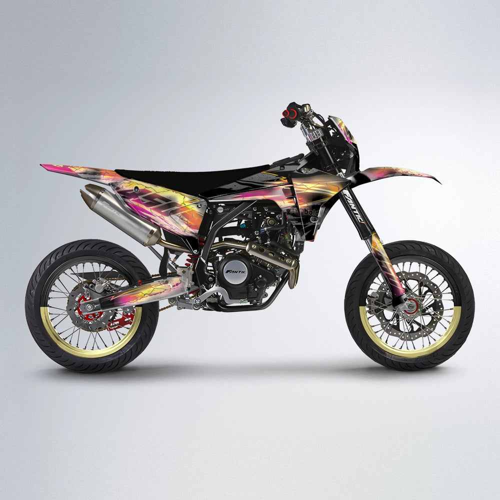 PATCHY Fantic supermoto graphics kit in Pink & Yellow