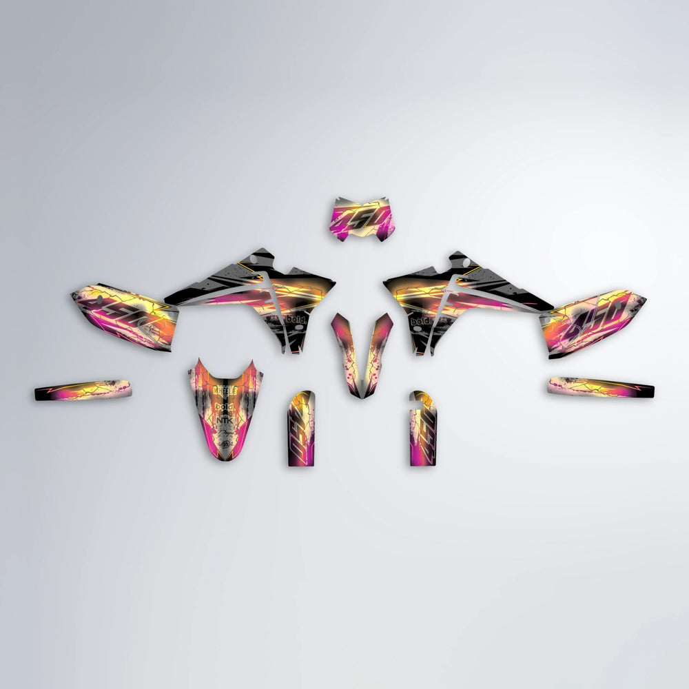PATCHY Fantic graphics kit parts layout in Pink & Yellow