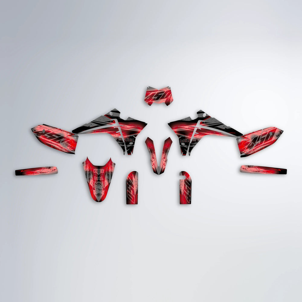 PATCHY Fantic graphics kit parts layout in Red