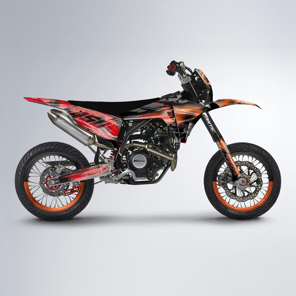 PATCHY Fantic supermoto graphics kit in Red & Orange