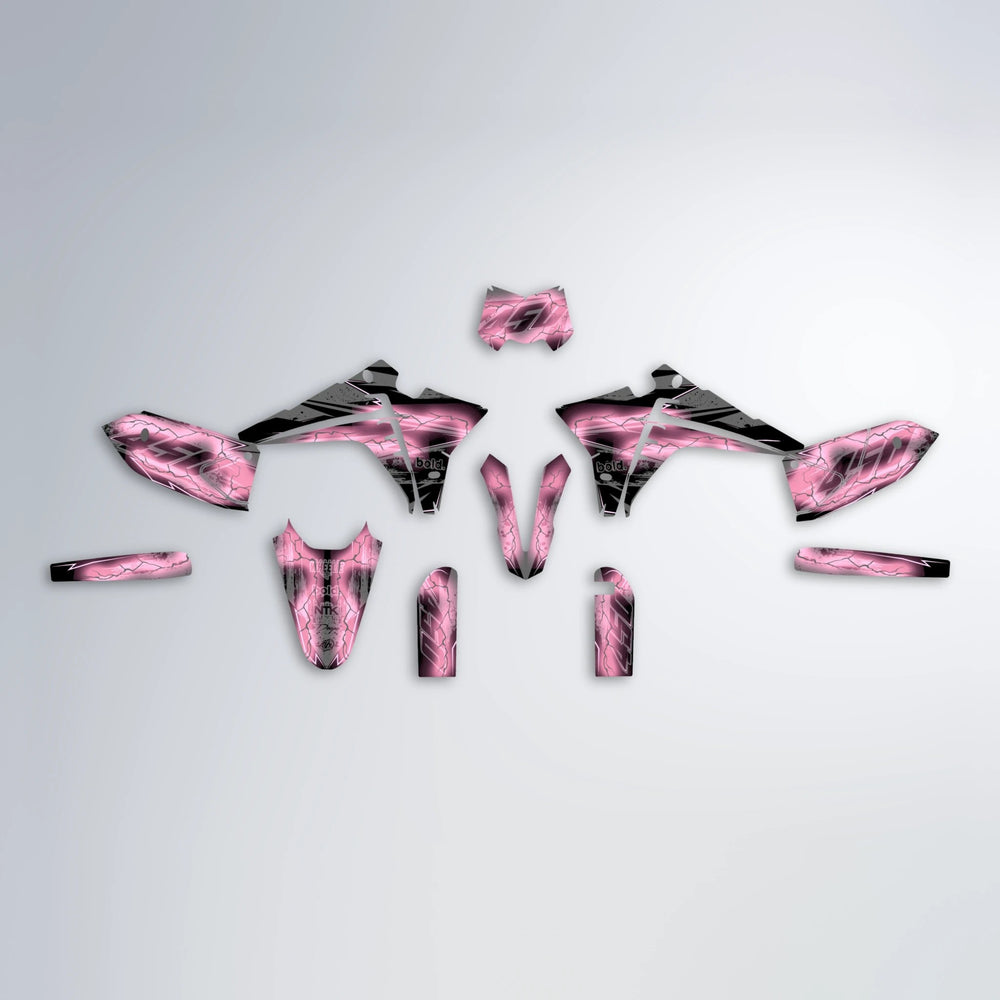 PATCHY Fantic graphics kit parts layout in Sakura Pink