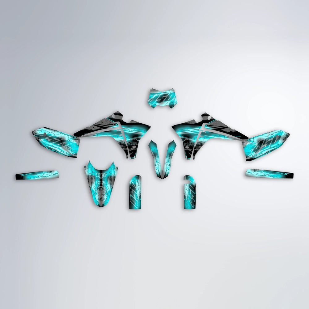 PATCHY Fantic graphics kit parts layout in Teal