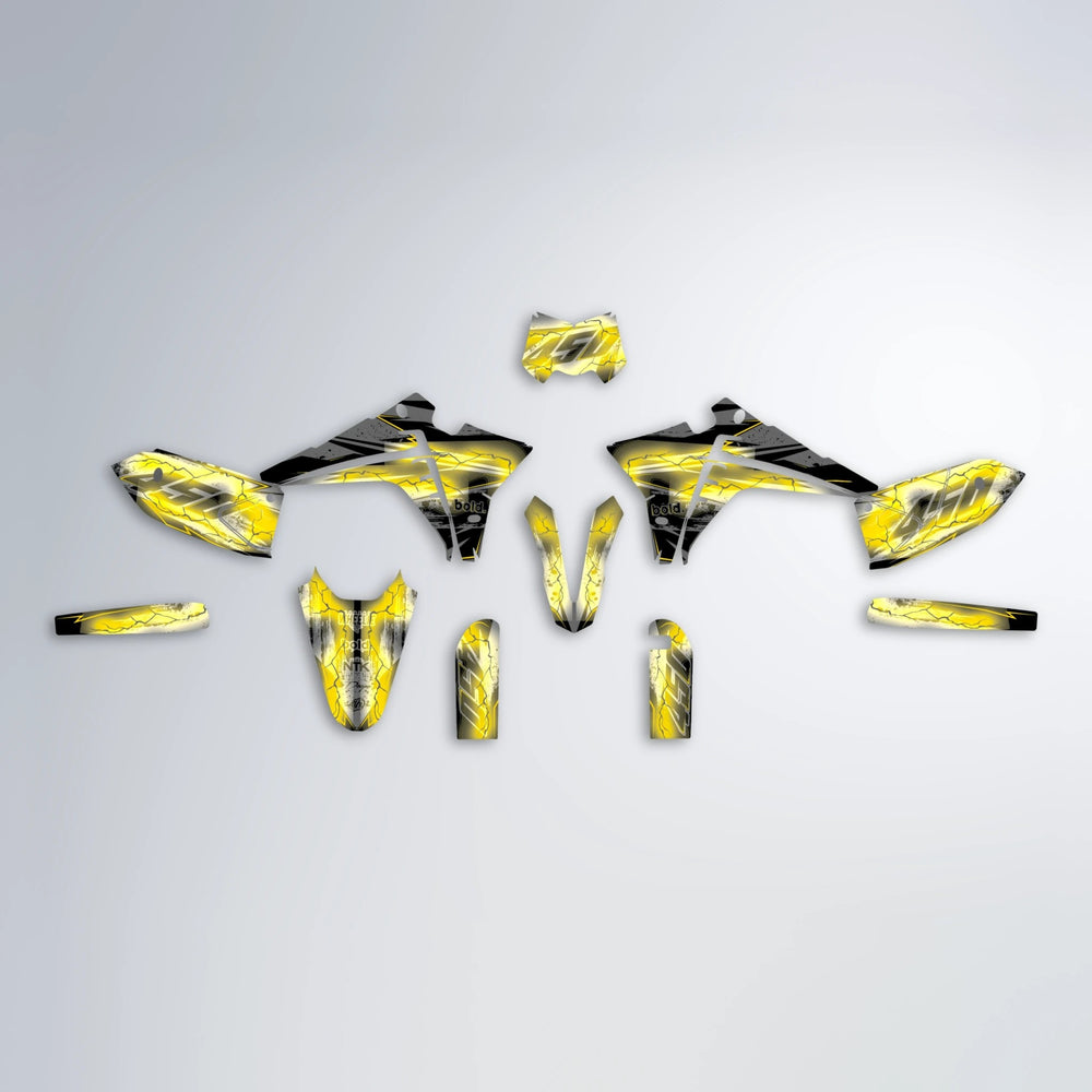 PATCHY Fantic graphics kit parts layout in Yellow
