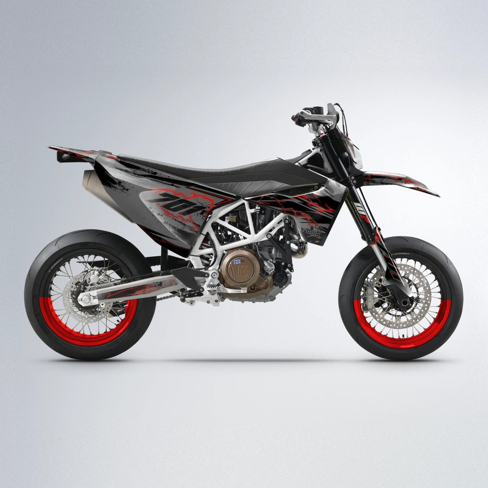 PATCHY Husqvarna 701 supermoto graphics kit in Black & Red