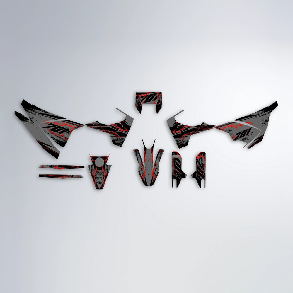 PATCHY Husqvarna 701 graphics kit parts layout in Black & Red
