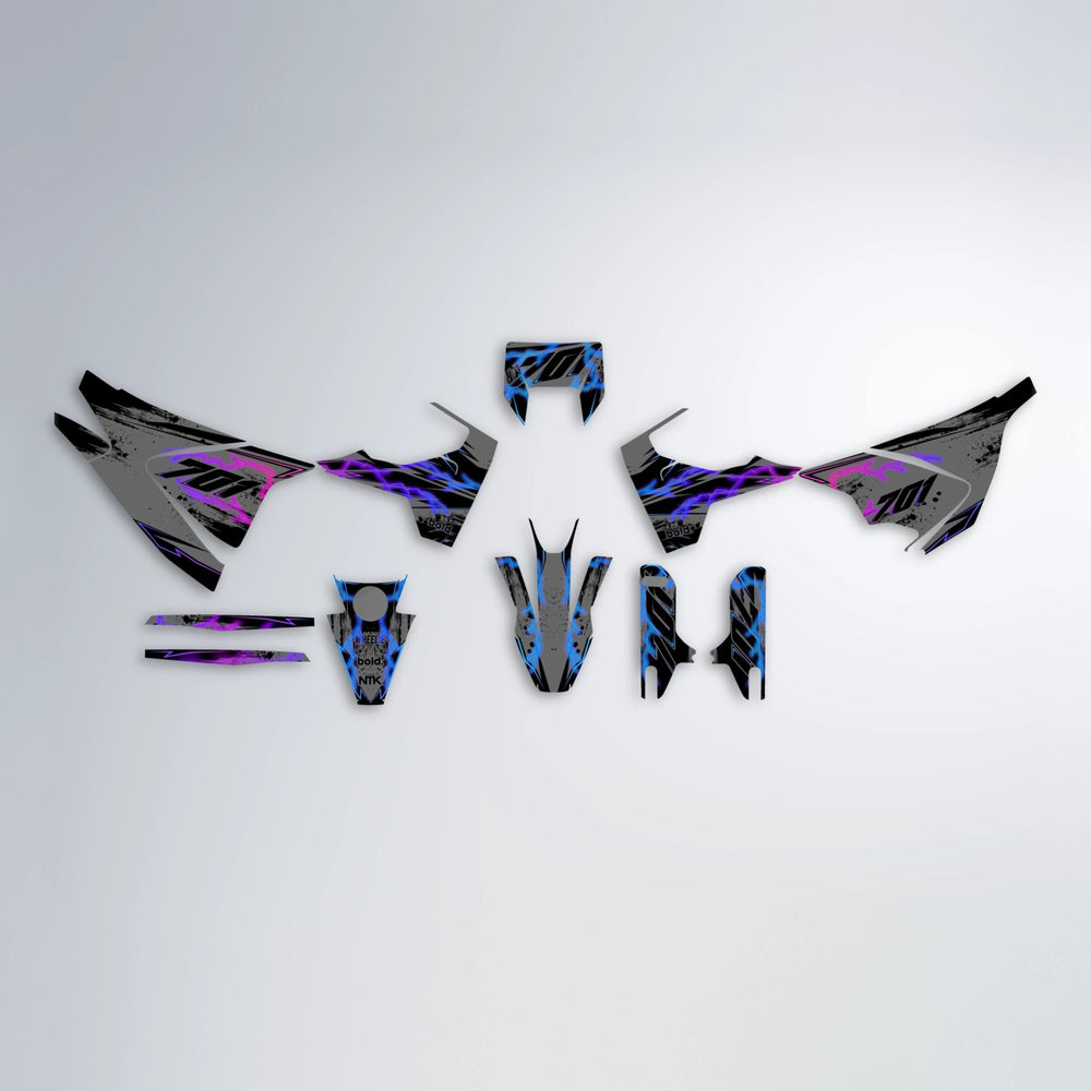 PATCHY Husqvarna 701 graphics kit parts layout in Blue Purple Fade
