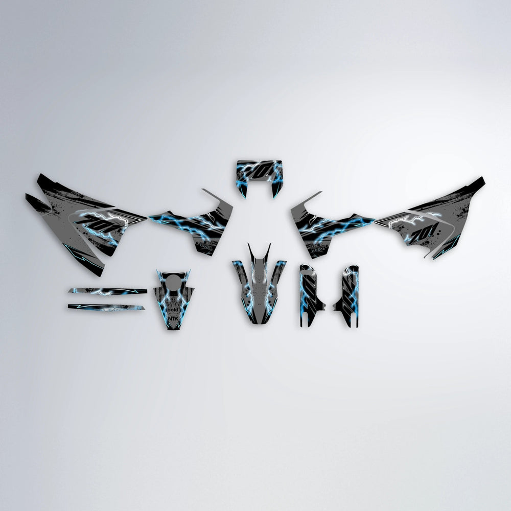 PATCHY Husqvarna 701 graphics kit parts layout in Light Blue & White