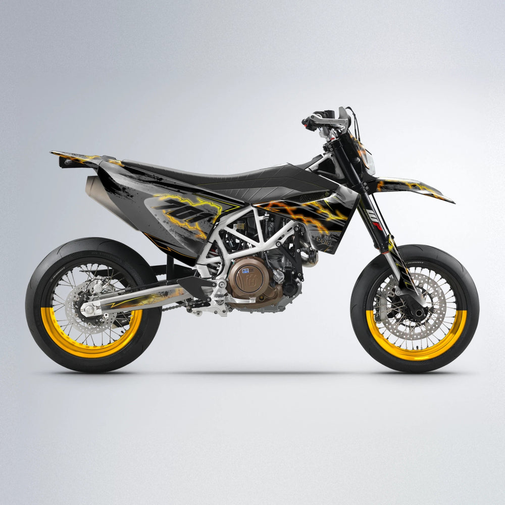PATCHY Husqvarna 701 supermoto graphics kit in Orange & Yellow