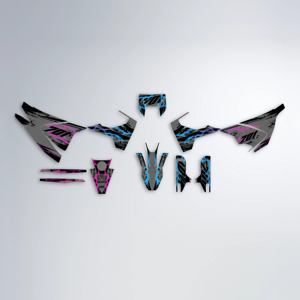 PATCHY Husqvarna 701 graphics kit parts layout in Pink & Light Blue