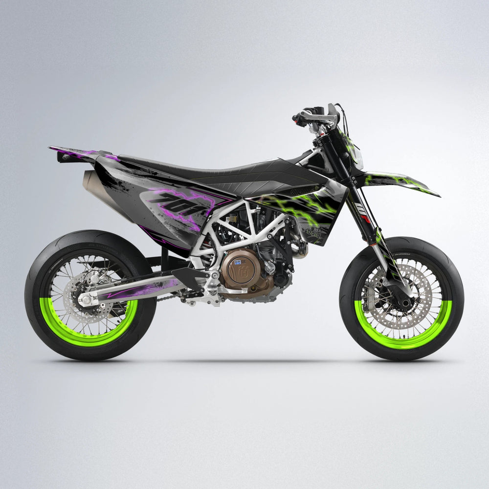 PATCHY Husqvarna 701 supermoto graphics kit in Purple & Yellow