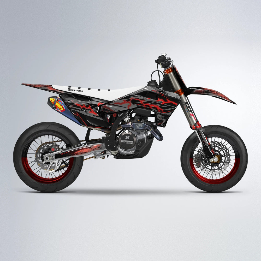 PATCHY Husqvarna FE/TE supermoto graphics kit in Black & Red