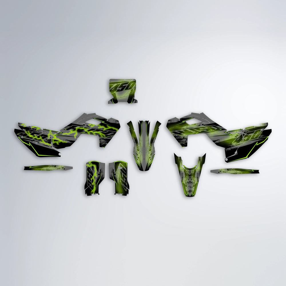 PATCHY Husqvarna FE/TE graphics kit parts layout in Olive