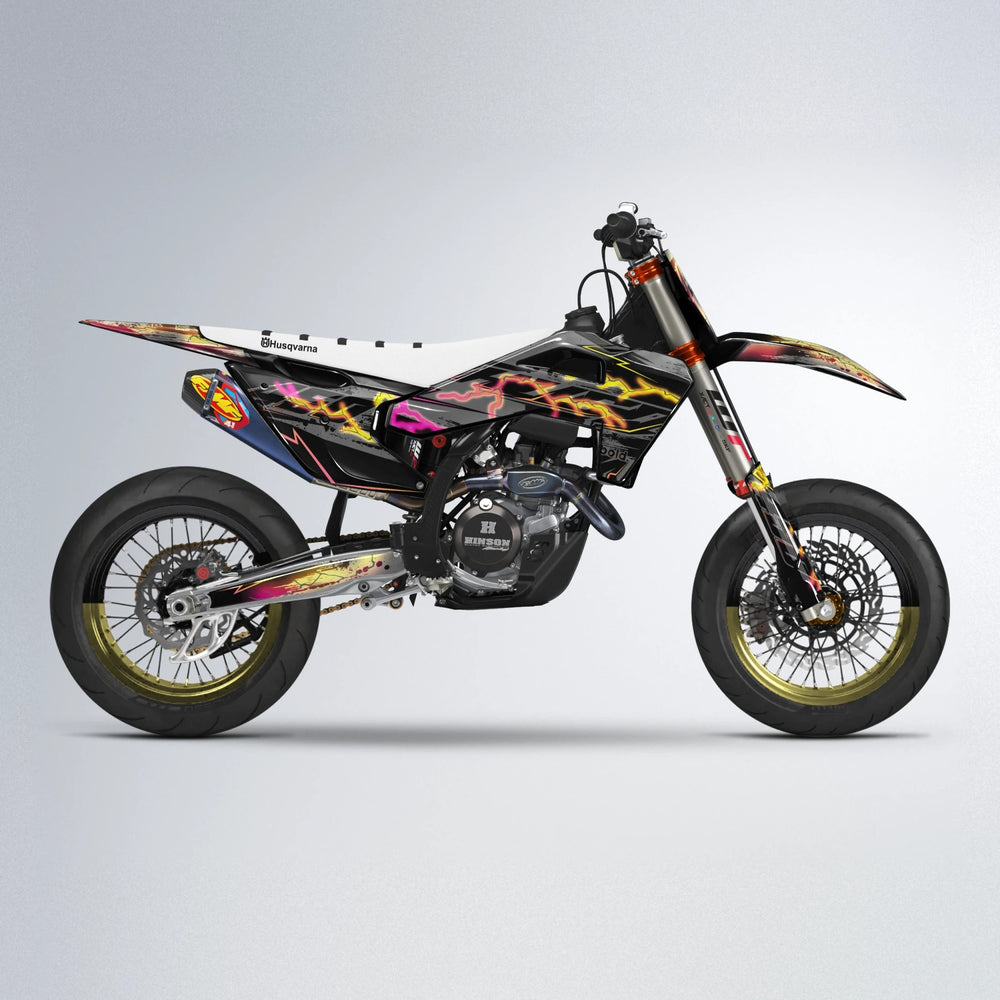PATCHY Husqvarna FE/TE supermoto graphics kit in Pink & Yellow