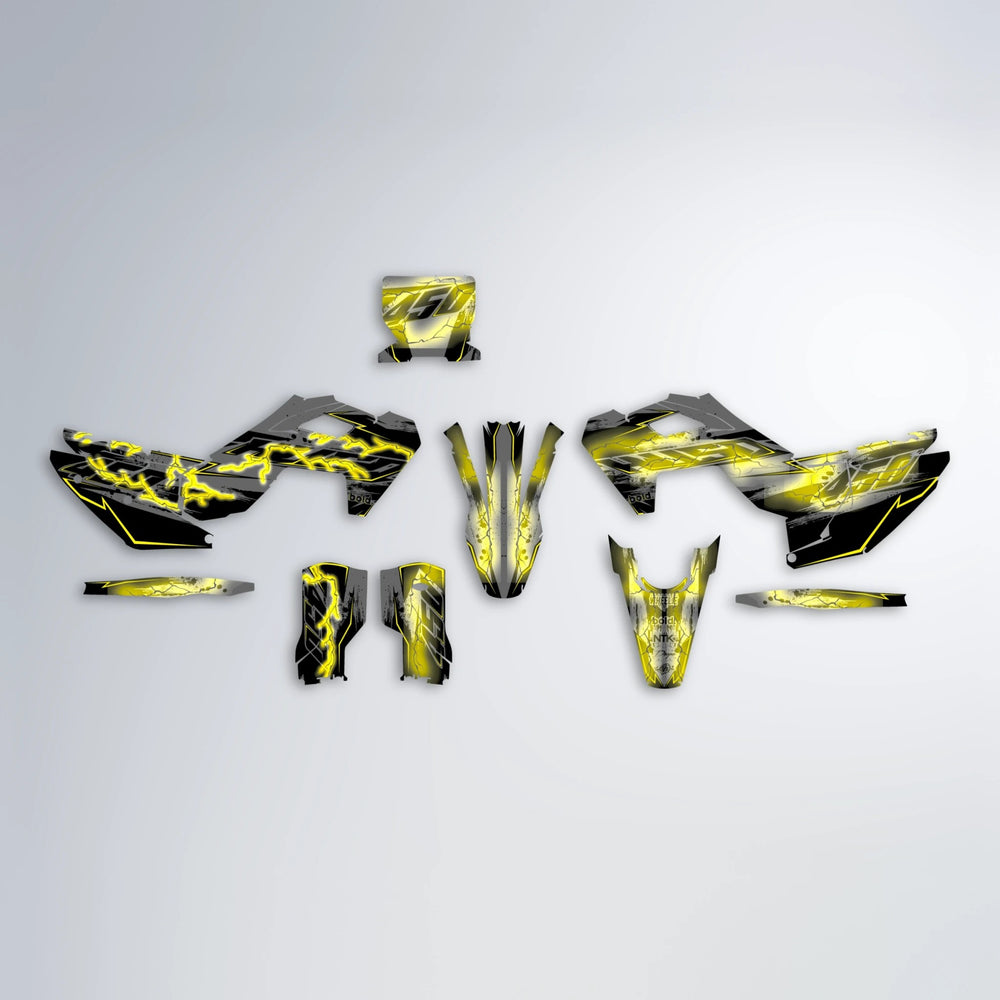 PATCHY Husqvarna FE/TE graphics kit parts layout in Yellow