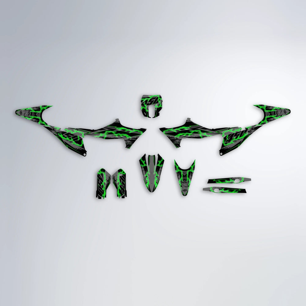 PATCHY Stark Varg MX graphics kit parts layout in Green